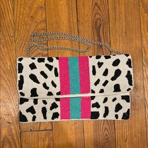Stylish Black and Pink Beaded Clutch